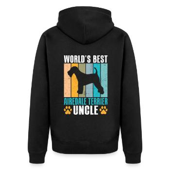 Airedale Terrier Gifts - Unisex Premium Bio Zip Hoodie - Schwarz - Hinten - Nico (187cm)