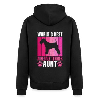 Airedale Terrier Gifts - Unisex Premium Bio Zip Hoodie - Schwarz - Hinten - Nico (187cm)