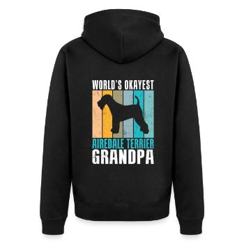 Airedale Terrier Gifts - Unisex Premium Bio Zip Hoodie - Schwarz - Hinten - Nico (187cm)
