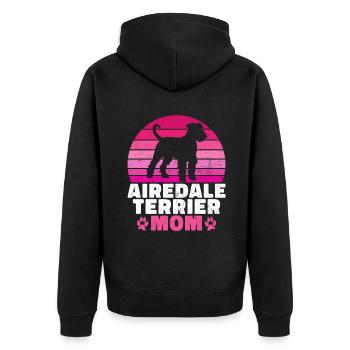 Airedale Terrier Gifts - Unisex Premium Bio Zip Hoodie - Schwarz - Hinten - Nico (187cm)