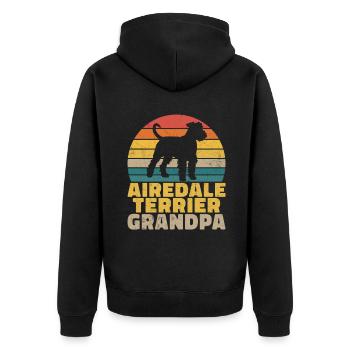 Airedale Terrier Gifts - Unisex Premium Bio Zip Hoodie - Schwarz - Hinten - Nico (187cm)