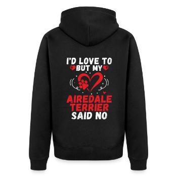 Airedale Terrier Gifts - Unisex Premium Bio Zip Hoodie - Schwarz - Hinten - Nico (187cm)