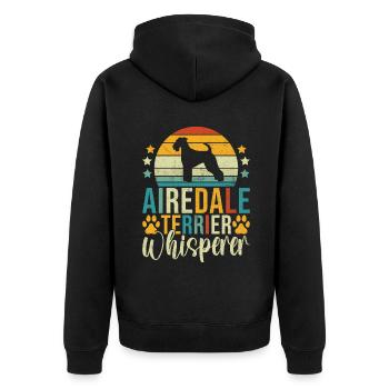 Airedale Terrier Gifts - Unisex Premium Bio Zip Hoodie - Schwarz - Hinten - Nico (187cm)