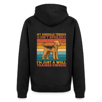 Airedale Terrier Gifts - Unisex Premium Bio Zip Hoodie - Schwarz - Hinten - Nico (187cm)