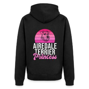 Airedale Terrier Gifts - Unisex Premium Bio Zip Hoodie - Schwarz - Hinten - Nico (187cm)