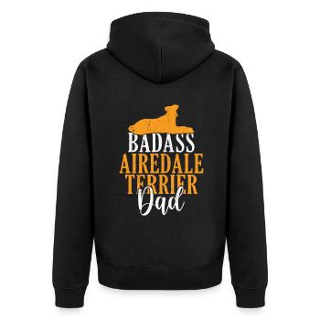 Airedale Terrier Gifts - Unisex Premium Bio Zip Hoodie - Schwarz - Hinten - Nico (187cm)