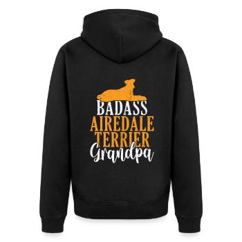 Airedale Terrier Gifts - Unisex Premium Bio Zip Hoodie - Schwarz - Hinten - Nico (187cm)