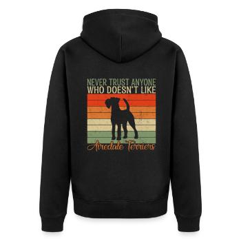 Airedale Terrier Gifts - Unisex Premium Bio Zip Hoodie - Schwarz - Hinten - Nico (187cm)