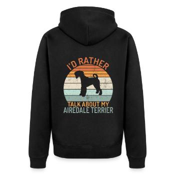 Airedale Terrier Gifts - Unisex Premium Bio Zip Hoodie - Schwarz - Hinten - Nico (187cm)