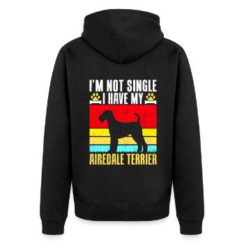 Airedale Terrier Gifts - Unisex Premium Bio Zip Hoodie - Schwarz - Hinten - Nico (187cm)