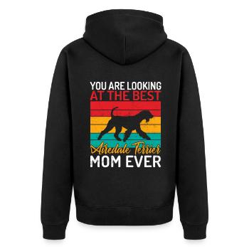 Airedale Terrier Gifts - Unisex Premium Bio Zip Hoodie - Schwarz - Hinten - Nico (187cm)