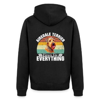 Airedale Terrier Gifts - Unisex Premium Bio Zip Hoodie - Schwarz - Hinten - Nico (187cm)