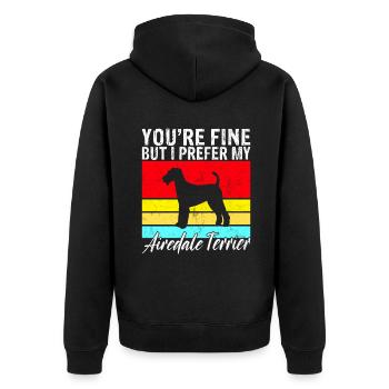 Airedale Terrier Gifts - Unisex Premium Bio Zip Hoodie - Schwarz - Hinten - Nico (187cm)