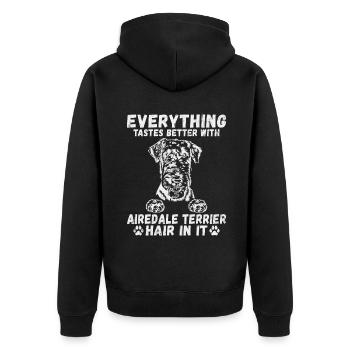 Airedale Terrier Gifts - Unisex Premium Bio Zip Hoodie - Schwarz - Hinten - Nico (187cm)