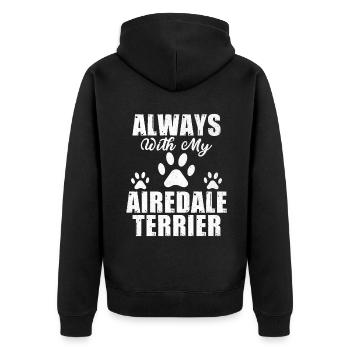 Airedale Terrier Gifts - Unisex Premium Bio Zip Hoodie - Schwarz - Hinten - Nico (187cm)