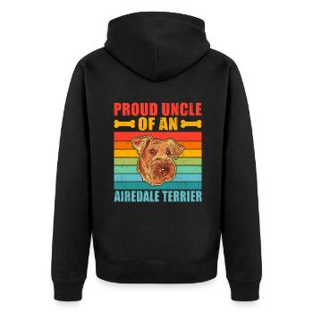 Airedale Terrier Gifts - Unisex Premium Bio Zip Hoodie - Schwarz - Hinten - Nico (187cm)