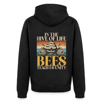 Bee Gifts - Unisex Premium Organic Zip Hoodie - black - Back - Nico (187cm)