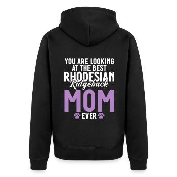 Rhodesian Ridgeback Gifts - Unisex Premium Organic Zip Hoodie - black - Back - Nico (187cm)
