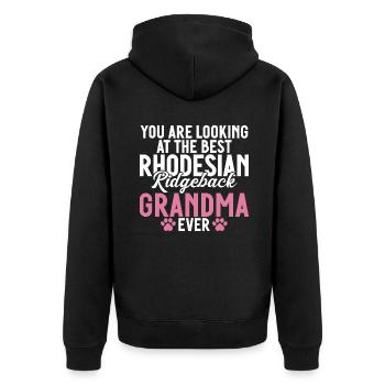Rhodesian Ridgeback Gifts - Unisex Premium Organic Zip Hoodie - black - Back - Nico (187cm)