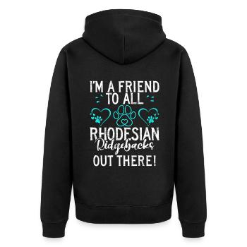 Rhodesian Ridgeback Gifts - Unisex Premium Organic Zip Hoodie - black - Back - Nico (187cm)