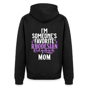 Rhodesian Ridgeback Gifts - Unisex Premium Bio Zip Hoodie - Schwarz - Hinten - Nico (187cm)
