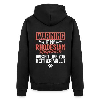 Rhodesian Ridgeback Gifts - Unisex Premium Organic Zip Hoodie - black - Back - Nico (187cm)