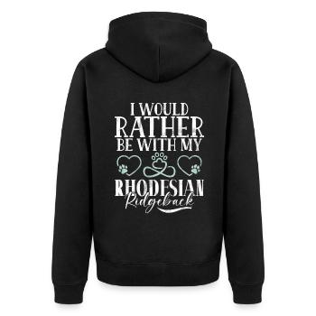 Rhodesian Ridgeback Gifts - Unisex Premium Organic Zip Hoodie - black - Back - Nico (187cm)