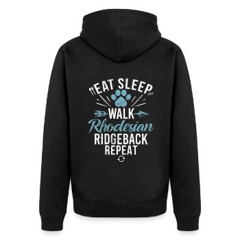 Rhodesian Ridgeback Gifts - Unisex Premium Organic Zip Hoodie - black - Back - Nico (187cm)