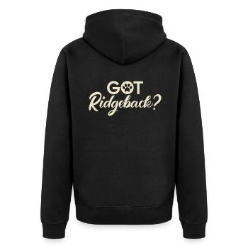 Rhodesian Ridgeback Gifts - Unisex Premium Bio Zip Hoodie - Schwarz - Hinten - Nico (187cm)