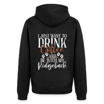 Rhodesian Ridgeback Gifts - Unisex Premium Organic Zip Hoodie - black - Back - Nico (187cm)