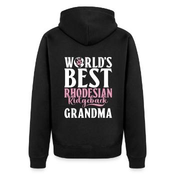 Rhodesian Ridgeback Gifts - Unisex Premium Organic Zip Hoodie - black - Back - Nico (187cm)