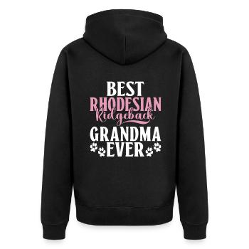 Rhodesian Ridgeback Gifts - Unisex Premium Organic Zip Hoodie - black - Back - Nico (187cm)