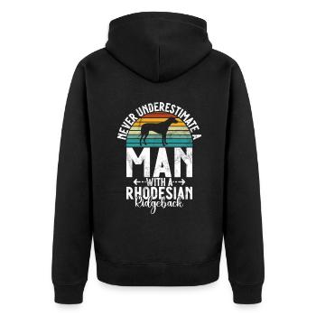Rhodesian Ridgeback Gifts - Unisex Premium Organic Zip Hoodie - black - Back - Nico (187cm)