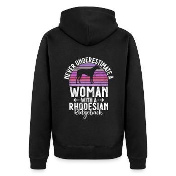Rhodesian Ridgeback Gifts - Unisex Premium Organic Zip Hoodie - black - Back - Nico (187cm)