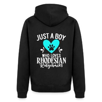 Rhodesian Ridgeback Gifts - Unisex Premium Organic Zip Hoodie - black - Back - Nico (187cm)