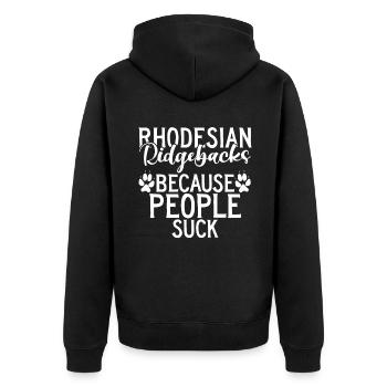 Rhodesian Ridgeback Gifts - Unisex Premium Organic Zip Hoodie - black - Back - Nico (187cm)