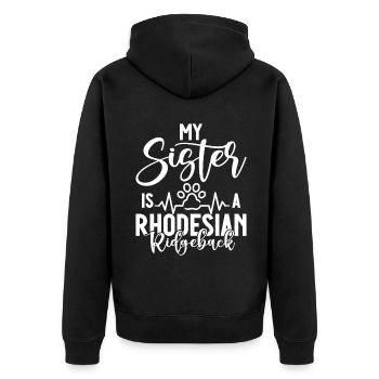 Rhodesian Ridgeback Gifts - Unisex Premium Organic Zip Hoodie - black - Back - Nico (187cm)
