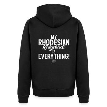 Rhodesian Ridgeback Gifts - Unisex Premium Organic Zip Hoodie - black - Back - Nico (187cm)