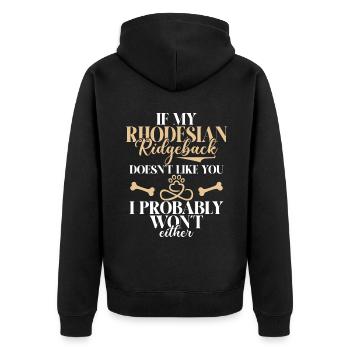 Rhodesian Ridgeback Gifts - Unisex Premium Organic Zip Hoodie - black - Back - Nico (187cm)