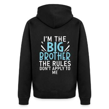 Big Brother Gift - Unisex Premium Bio Zip Hoodie - Schwarz - Hinten - Nico (187cm)