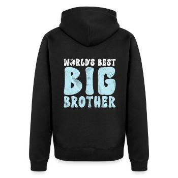 Big Brother Gift - Unisex Premium Bio Zip Hoodie - Schwarz - Hinten - Nico (187cm)