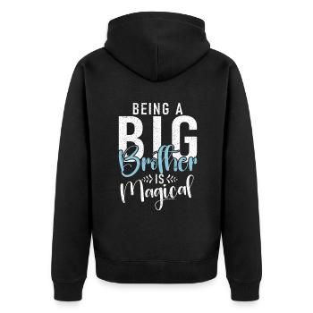Big Brother Gift - Unisex Premium Bio Zip Hoodie - Schwarz - Hinten - Nico (187cm)