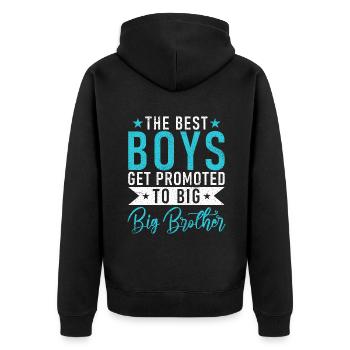 Big Brother Gift - Unisex Premium Bio Zip Hoodie - Schwarz - Hinten - Nico (187cm)