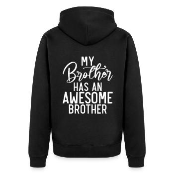 Big Brother Gift - Unisex Premium Bio Zip Hoodie - Schwarz - Hinten - Nico (187cm)