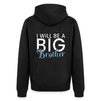 Big Brother Gift - Unisex Premium Bio Zip Hoodie - Schwarz - Hinten - Nico (187cm)