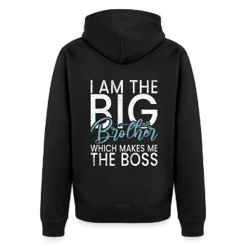 Big Brother Gift - Unisex Premium Bio Zip Hoodie - Schwarz - Hinten - Nico (187cm)