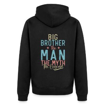 Big Brother Gift - Unisex Premium Bio Zip Hoodie - Schwarz - Hinten - Nico (187cm)