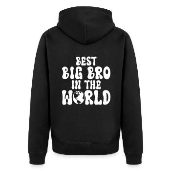 Big Brother Gift - Unisex Premium Bio Zip Hoodie - Schwarz - Hinten - Nico (187cm)
