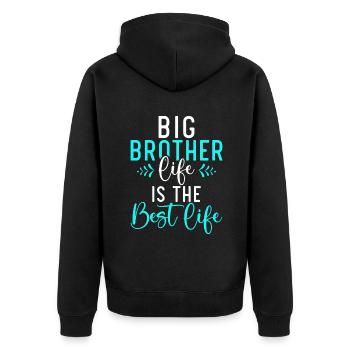 Big Brother Gift - Unisex Premium Bio Zip Hoodie - Schwarz - Hinten - Nico (187cm)