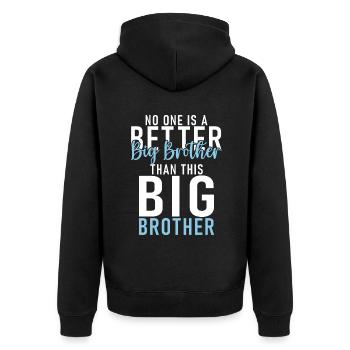 Big Brother Gift - Unisex Premium Bio Zip Hoodie - Schwarz - Hinten - Nico (187cm)